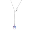 Latest Design New Fashion Necklace Jewelry Statement Gift Elegant Crystal Colorful 925 Sterling Silver Moon Star Simple Necklace